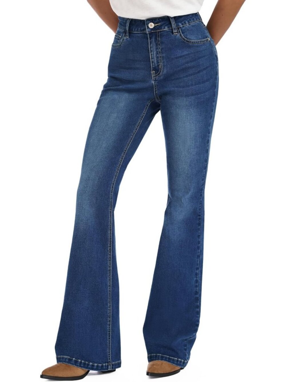 Curvy Stretch Flare Jeans for Tall Women - 34/36/38 Inseam Denim Pants